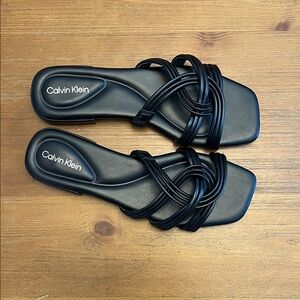 Calvin Klein Black Tianela Sandals, 7.5